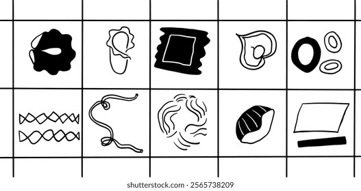 Pasta and Macaroni Illustration Set | Minimalist Doodle Style Vector