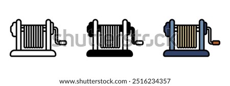 Pasta Maker Icon, A machine used to roll and cut dough into various pasta shapes, offering fresh, homemade pasta-making options.