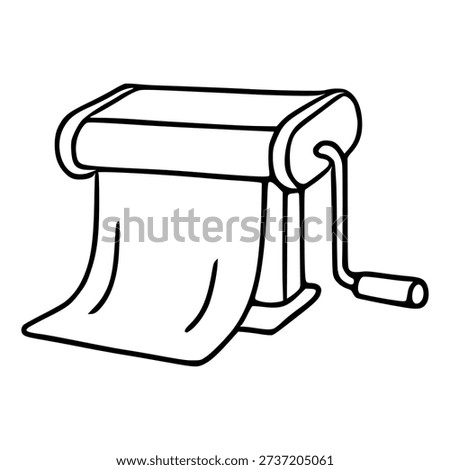 Pasta maker machine vector illustration, simple line art of dough sheeting