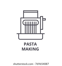 pasta making line icon, outline sign, linear symbol, vector, flat illustration