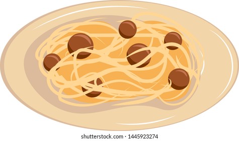 pasta meatballs flat design vector isolated