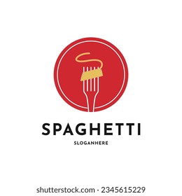 Pasta noodle logo design creative idea with circle