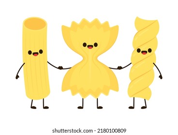 Pasta noodles character design. Pasta noodles on white background. 