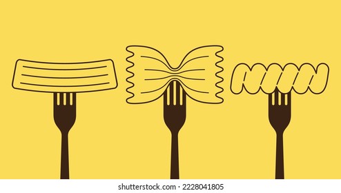 Pasta noodlesicon Design. Nudeln auf Gabel.