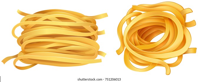 Pasta noodles on white background illustration