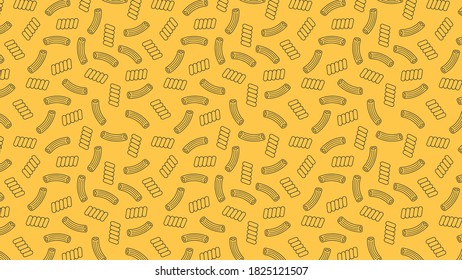 Pasta noodles pattern wallpaper. Pasta noodles symbol on yellow background.