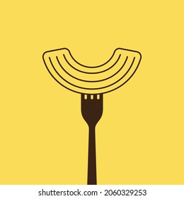 Pasta noodles vector. Pasta noodles on fork. Pasta noodles icon. Macaroni.