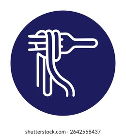 Pasta on a fork in a circle. Icon symbol illustration