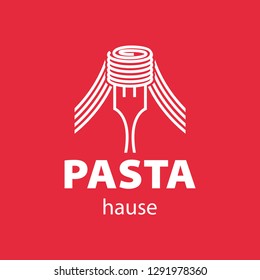 Pasta on a fork line icon, Italian food
