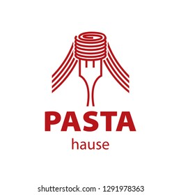 Pasta on a fork line icon, Italian food