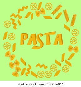 Pasta on green background