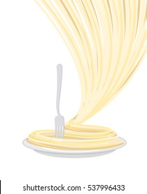 Pasta on plate isolated. Spaghetti on dish. on white background
