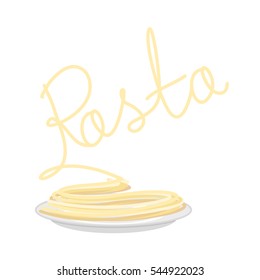 Pasta on plate isolated. Spaghetti on dish. on white background
