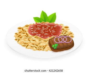 pasta on a plate vector illustration isolated on white background