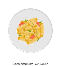 Pasta on a plate vector illustration