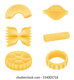 pasta on white background, set, 