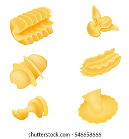 Pasta on white background, set