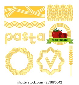 Pasta package labels design set. Vector background elements.