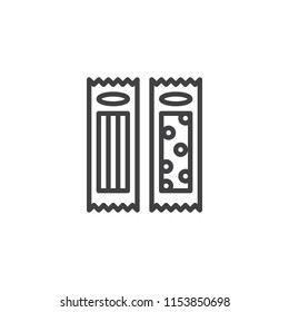 Pasta Packaging outline icon. linear style sign for mobile concept and web design. Spaghetti simple line vector icon. Symbol, logo illustration. Pixel perfect vector graphics