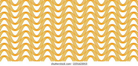 Pasta pattern, wavy lines, waves of spaghetti. Background for italian restaurant with yellow pasta. Ramen pattern