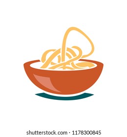 pasta plate icon - vector spaghetti illustration, noodle bowl - meal time