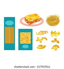 Pasta products vector set.