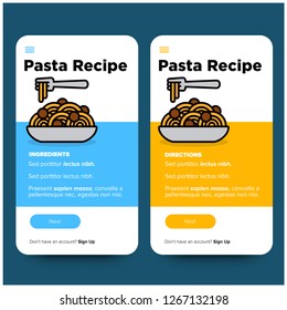 Pasta Recipe App for Phone UX UI Design