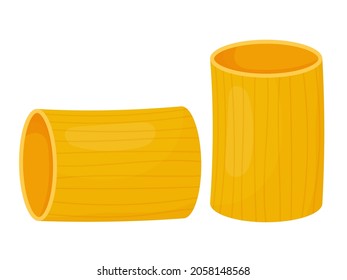 Pasta rigatoni. Italian pasta cartoon illustration isolated on white background.