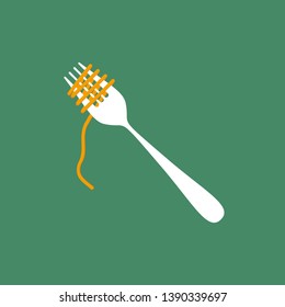 Pasta roll on the fork. flat style Vector illustration 