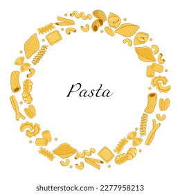 Pasta round frame isolated on white background. Vector graphics