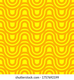 Pasta seamless geometric abstract pattern for packaging, wrapping paper. Spaghetti or noodles background for textiles, print, fabric. Vector yellow flat illustration