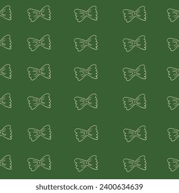 Pasta seamless hand drawn pattern on green background