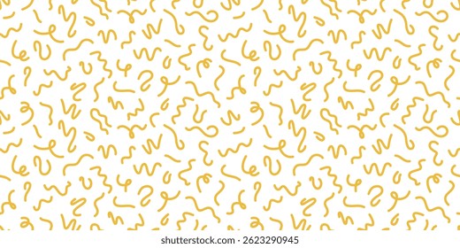 Padrão sem emenda da massa. Fundo espaguete italiano. Desenho de ramen amarelo do Japão. Textura de macarrão chinês. Desenhar o padrão de linha ondulada. Comida desenhada à mão bg. Ilustração vetorial isolada sobre fundo branco.