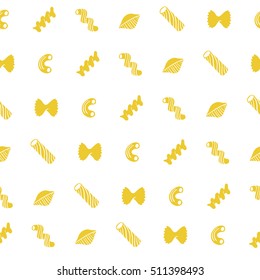 Pasta seamless pattern on white background.