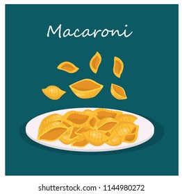 pasta, seashells, vector illustration