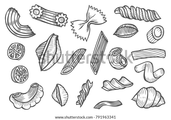 Pasta Set Hand Drawn Artwork Collection Stock Vector (Royalty Free ...