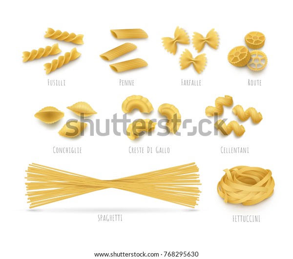 Pasta Set Realistic Style Vector Illustration Stock Vector (Royalty ...