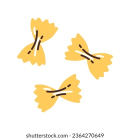 Pasta en forma de arcos aislados en un fondo blanco. Ilustración vectorial moderna plana.