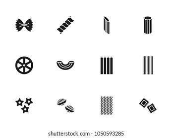 Pasta silhouettes icons set