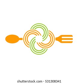 Pasta Spaghetti With Fork And Spoon Logo Vector