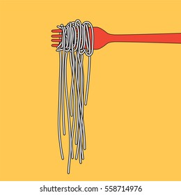  Pasta Spaghetti Into Folk, Menu Poster, Vector Illustration