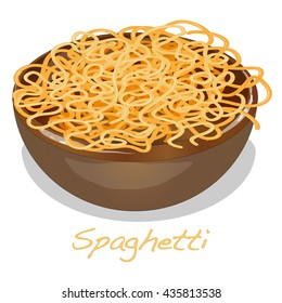 Pasta. Spaghetti. Spaghetti in plate without sauce.