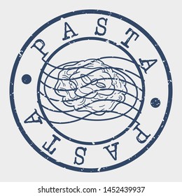 Pasta Stamp. Fast Food Silhouette Seal. Round Design. Vector Icon. Design Retro Insignia.