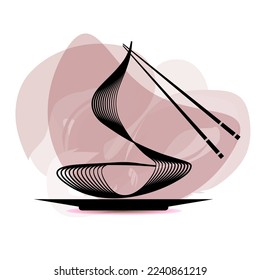 pasta and sticks. illustration in minimalistic Japanese style