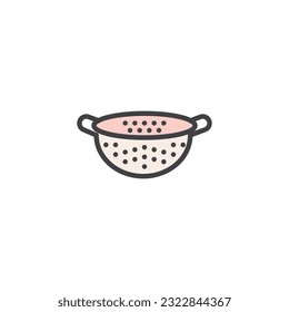 Pasta strainer filled outline icon, line vector sign, linear colorful pictogram isolated on white. Symbol, logo illustration. Vector graphics