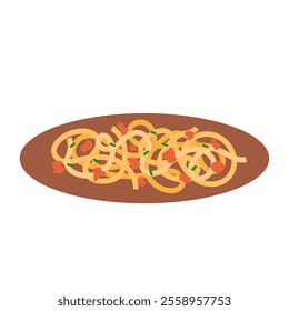 Pasta tagliatelle bolognese. Italian cuisine, food, dish. Vector illustration isolated on white background