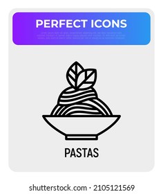 Pasta thin line icon. Spaghetti. Modern vector illustration of italian food.