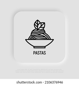 Pasta thin line icon. Spaghetti. Modern vector illustration of italian food.