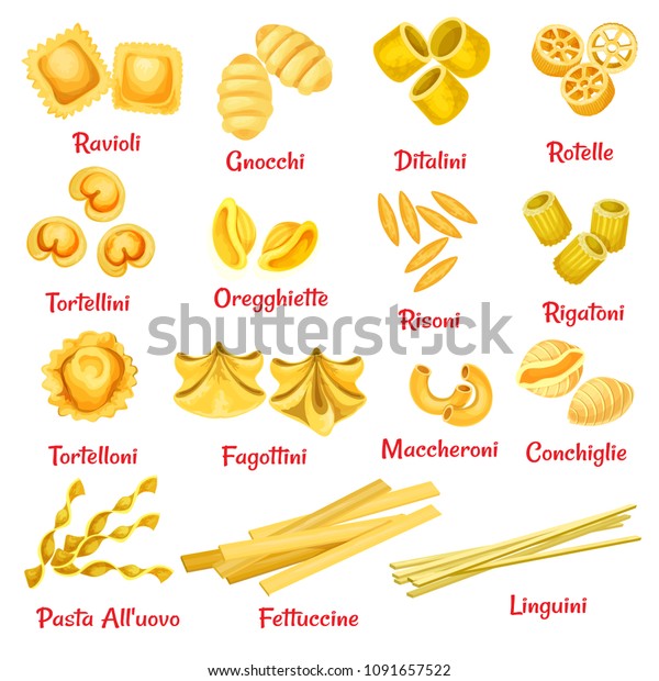 Pasta Type Name Poster Italian Traditional Stock Vector (Royalty Free ...