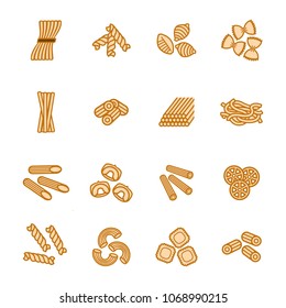 Pasta types icon set. Vector eps 10. 